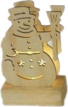 kerstfiguur sneeuwpop led 10 x 8 x 4,2 cm hout naturel