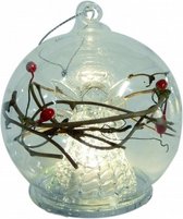 kerstbal engel led 8 cm glas transparant