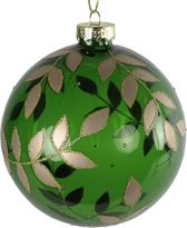 kerstbal Wasco 10 cm glas groen/goud/zwart