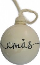kerstbal X-mas 8 cm glas crÃ¨me