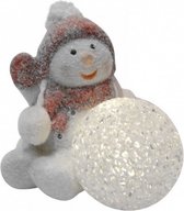 kerstfiguur sneeuwman led 10 cm rood/wit