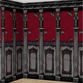 wanddecoratie Gothic Mansion 6,1 meter grijs/rood