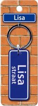 sleutelhanger straatnaam Lisa 9 cm staal blauw