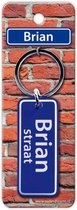 sleutelhanger straatnaam Brian 9 cm staal blauw