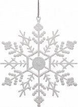 kersthanger sneeuwvlok glitters 12 cm wit 2 stuks