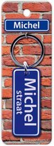 sleutelhanger straatnaam Michel 9 cm staal blauw