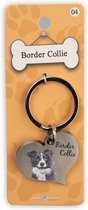 sleutelhanger Border Collie 5 cm staal zilver