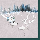 servetten Deer Love 3-laags 33 x 33 cm grijs/blauw 20 stuks