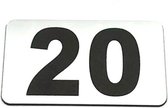 Nummerplaatje 20 - Nummerbordje - Huisnummer - Deur en Kamernummer - Lockernummer - Plakcijfers - Zelfklevend - Brievenbus Nummer - RVS Look - 80 mm x 50 mm x 1,6 mm - 5 jaar Garantie