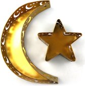 Maan & Ster Tafeldecoratie - Ramadan - Tafel Ornamenten - Eid Mubarak - Feestartikelen - Diner Plaat - Maan Ster Goud