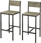 naqsh store  FST53x2 Set van 2 Barkrukken Werkkrukken Barkruk met rugleuning - MDF Metaal, zithoogte 67 cm