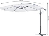 Oneiro’s Luxe Zweefparasol MID Gebroken wit ø 300x H245 cm - INCLUSIEF Voetstuk - verlengbaar - Grijs – Rond - rechthoekig – balkon – terras- waterdicht – zomer – tuin