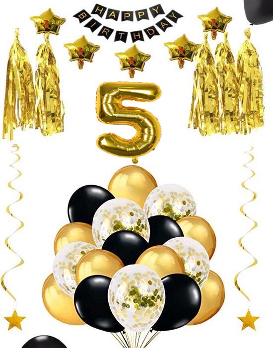 Nuttig Vrijgevigheid distillatie 5 jaar verjaardag feest pakket Versiering Ballonnen voor feest 5 jaar.  Ballonnen... | bol.com