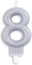 cijferkaars '8' 4,4 x 7 x 1,2 cm wax zilver