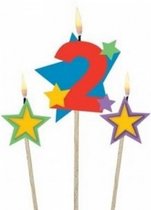 verjaardagskaarsjes 2 - Star 12,2/13,5 cm 3-delig