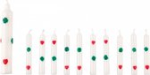 verjaardagskaarsen 8/13,5 cm wax wit/groen/rood 11 stuks