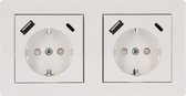 Proventa® DUO Inbouw Stopcontacten met 2 x USB C & 2 x USB A snelladers - Universeel - Wit