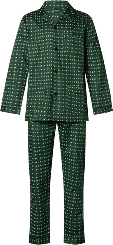 Heren pyjama poplin katoen doorknoop 9429 48 groen