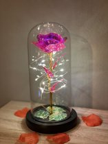 Eeuwige Roos - Roze Galaxy roos in glazen stolp met LED - Kerstcadeau - Valentijn cadeau - Moederdag - Valentijnsdag, Trouw & Liefde Cadeau - Cadeau voor haar - Moederdag cadeautje