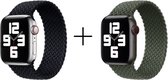 Combideal Geschikt voor Apple Watch Bandje 42/44/45mm - Nylon Solo - Zwart + Groen L