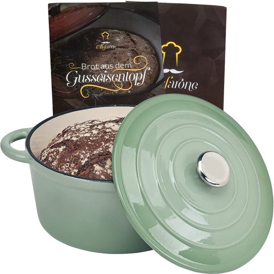 Geëmailleerde gietijzeren pompoenpan, Dutch Oven, Cocotte, zwart