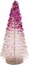 kerstboom glitter 10 x 20 cm wit/roze