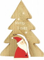 kerstboom Biff 20 cm hout naturel/rood/wit maat L