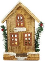 kersthuisje led 20,5 cm hout naturel