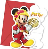 uitnodigingen met envelop Mickey Mouse rood 6 stuks