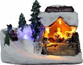 kersthuisje Patings & Luges led 13 cm polyresin