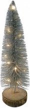 kerstboom 43 cm led hout zilver/bruin