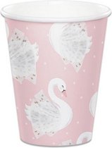 feestbekers Stylish Swan meisjes 266 ml karton 8 stuks