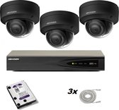 Set avec 3 caméras noires Hikvision DS-2CD2186G2-I 2,8 mm Hikvision et disque dur Western Digital