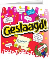 wenskaart geslaagd cartoon 14 x 16 cm karton