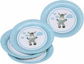 feestborden Ezel 23 cm karton blauw/wit 8 stuks