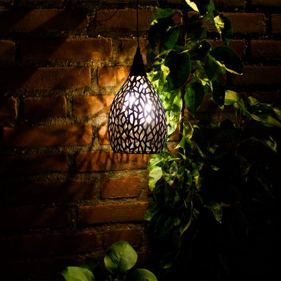 Solar tuinverlichting - Hanglamp 'Saga' - Warm wit licht - Schemersensor - Buitenlamp op zonne-energie