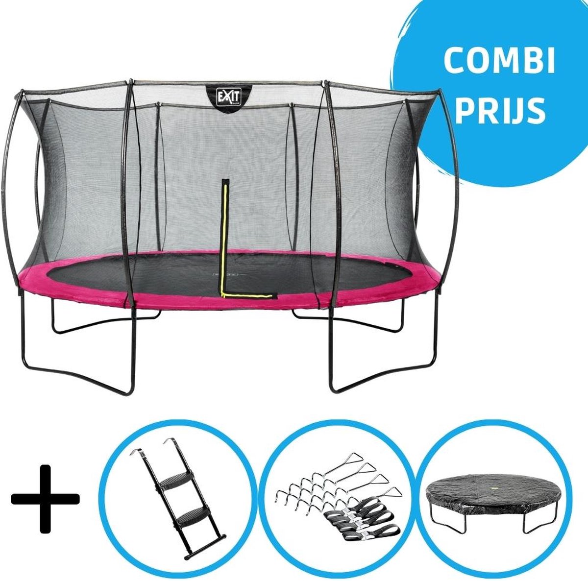 EXIT - Silhouette trampoline ø366cm - Met accessoires - roze
