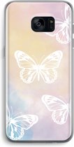 Case Company® - Samsung Galaxy S7 Edge hoesje - White butterfly - Soft Cover Telefoonhoesje - Bescherming aan alle Kanten en Schermrand