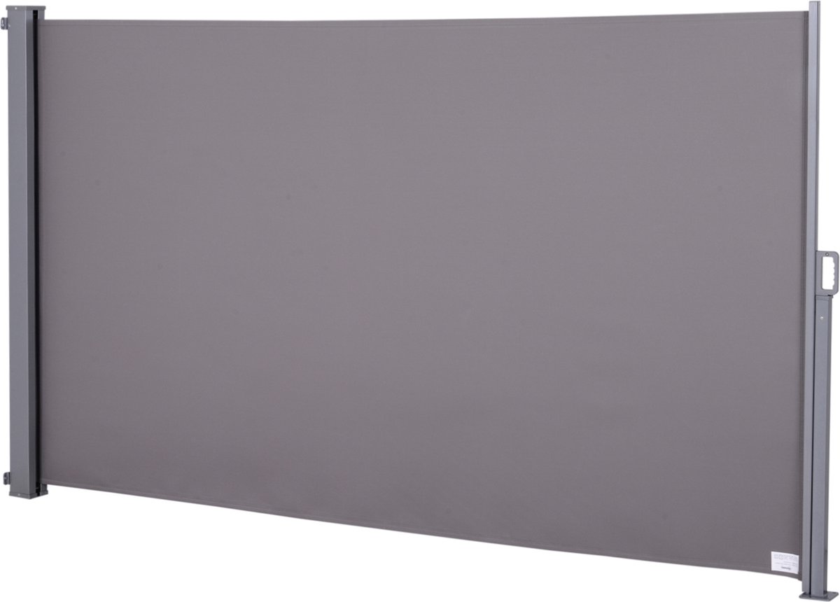 Outsunny Zijscherm zichtwering zonwering oprolbaar zijscherm polyester grijs 300x160 cm 840-210