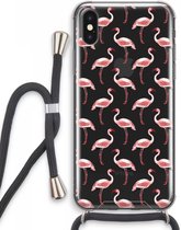 Case Company® - iPhone XS Max hoesje met Koord - Flamingo - Telefoonhoesje met Zwart Koord - Extra Bescherming aan alle Kanten en Over de Schermrand