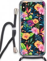 Case Company® - iPhone XS hoesje met Koord - Tropisch 2 - Telefoonhoesje met Zwart Koord - Extra Bescherming aan alle Kanten en Over de Schermrand