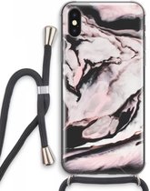 Case Company® - iPhone XS Max hoesje met Koord - Roze stroom - Telefoonhoesje met Zwart Koord - Extra Bescherming aan alle Kanten en Over de Schermrand