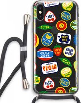 Case Company® - iPhone XS Max hoesje met Koord - Fruitsticker - Telefoonhoesje met Zwart Koord - Extra Bescherming aan alle Kanten en Over de Schermrand