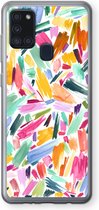 Case Company® - Samsung Galaxy A21s hoesje - Watercolor Brushstrokes - Soft Cover Telefoonhoesje - Bescherming aan alle Kanten en Schermrand