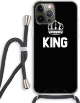 Case Company® - iPhone 12 Pro hoesje met Koord - King zwart - Telefoonhoesje met Zwart Koord - Extra Bescherming aan alle Kanten en Over de Schermrand