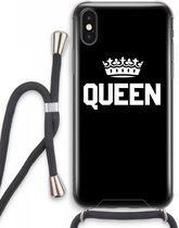 Case Company® - iPhone XS Max hoesje met Koord - Queen zwart - Telefoonhoesje met Zwart Koord - Extra Bescherming aan alle Kanten en Over de Schermrand