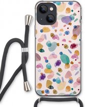 Case Company® - iPhone 13 hoesje met Koord - Terrazzo Memphis - Telefoonhoesje met Zwart Koord - Extra Bescherming aan alle Kanten en Over de Schermrand