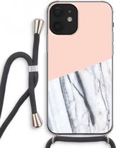 Case Company® - iPhone 12 mini hoesje met Koord - A touch of peach - Telefoonhoesje met Zwart Koord - Extra Bescherming aan alle Kanten en Over de Schermrand