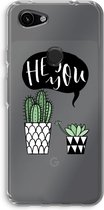 Case Company® - Google Pixel 3a hoesje - Hey you cactus - Soft Cover Telefoonhoesje - Bescherming aan alle Kanten en Schermrand