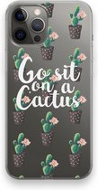 Case Company® - iPhone 12 Pro Max hoesje - Cactus quote - Soft Cover Telefoonhoesje - Bescherming aan alle Kanten en Schermrand